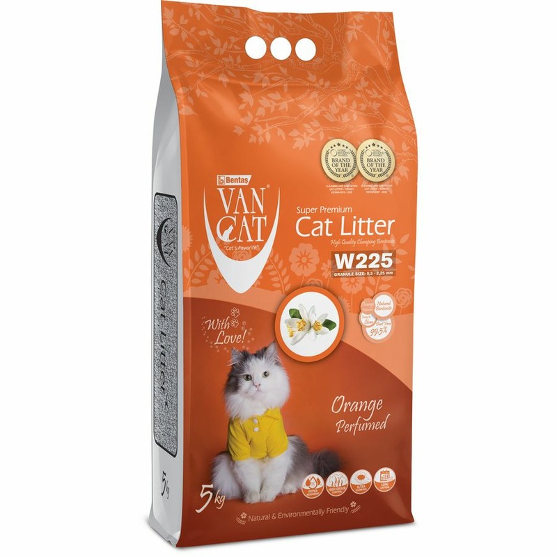 Van Cat Orange наполнитель для кошек, 100% натуральный, комкующийся, без пыли, с ароматом апельсина - 5 кг