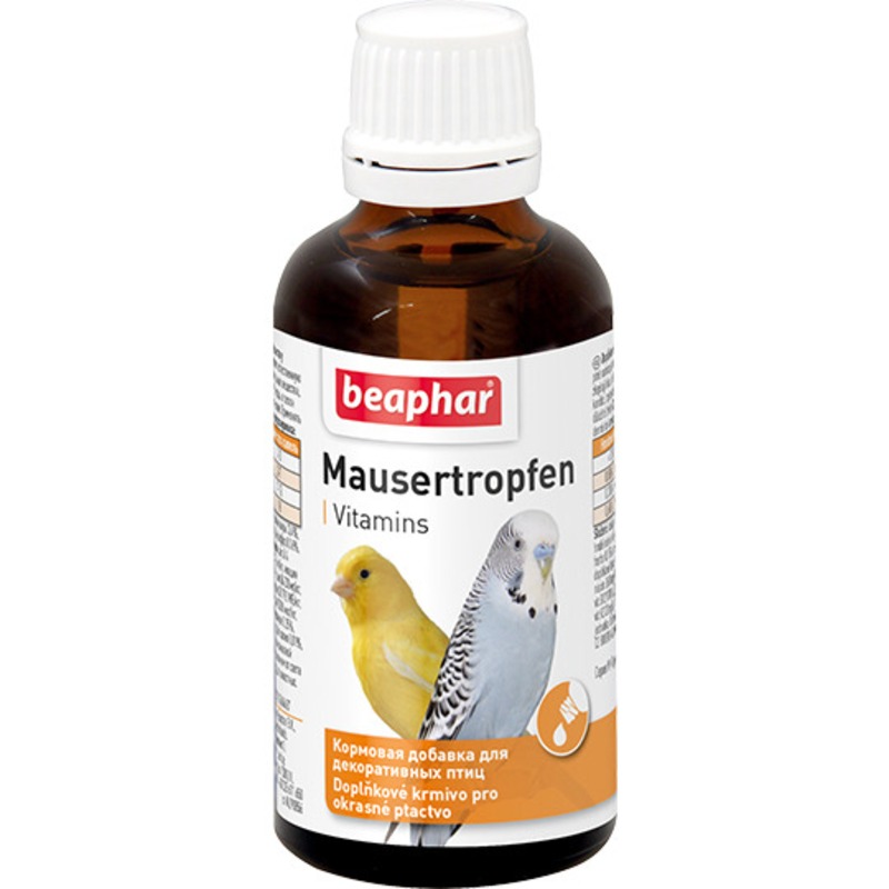 Beaphar Витамины Beaphar Mauser-Tropfen для птиц при недостатке витаминов и в период линьки - 50 мл
