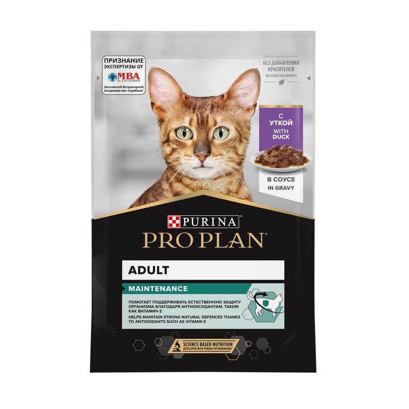 Pro Plan Adult влажный корм для кошек, с уткой, кусочки в соусе, в паучах - 85 г цена и фото