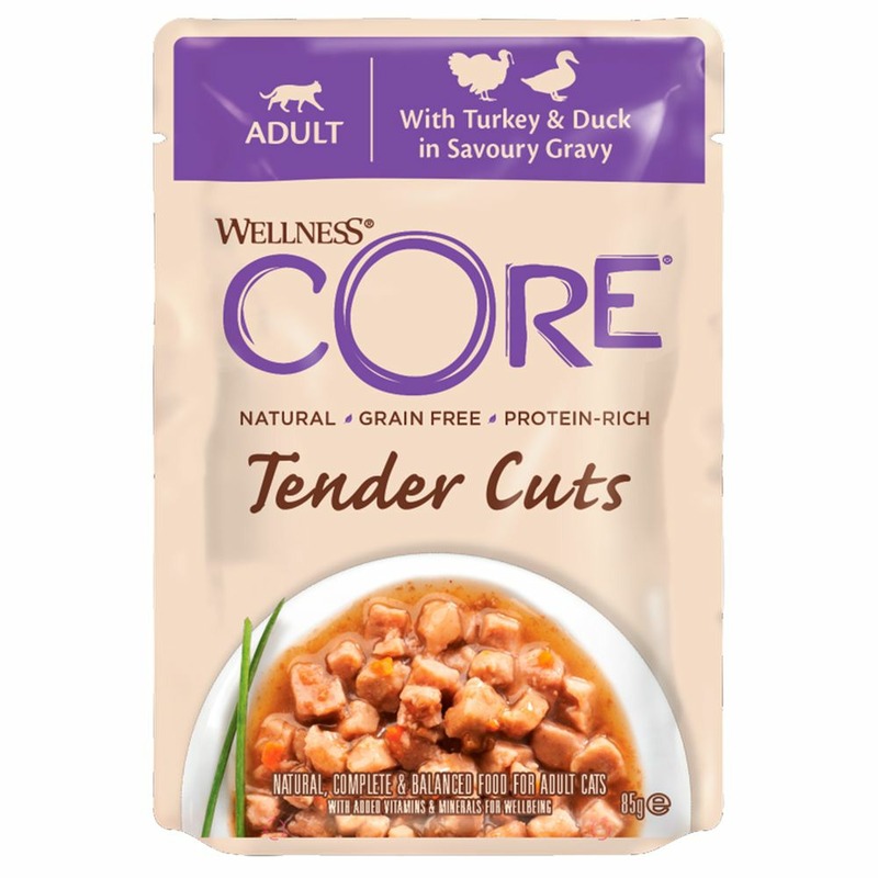 Сore Tender Cuts влажный корм для кошек, из индейки с уткой, кусочки соусе, в паучах - 85 г core