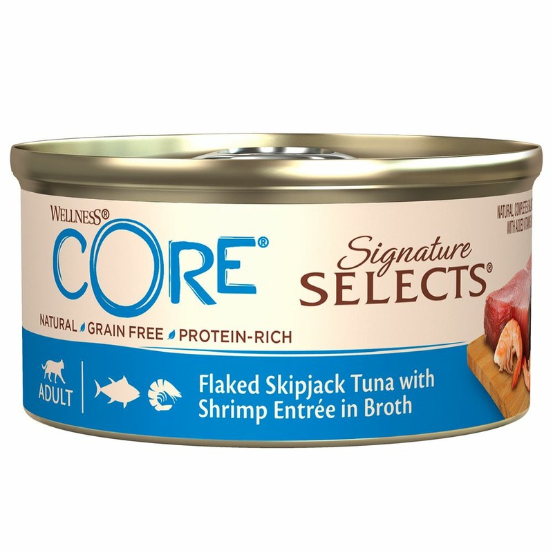 Сore Signature Selects влажный корм для кошек, из тунца с креветками, кусочки в бульоне, в консервах - 79 г core