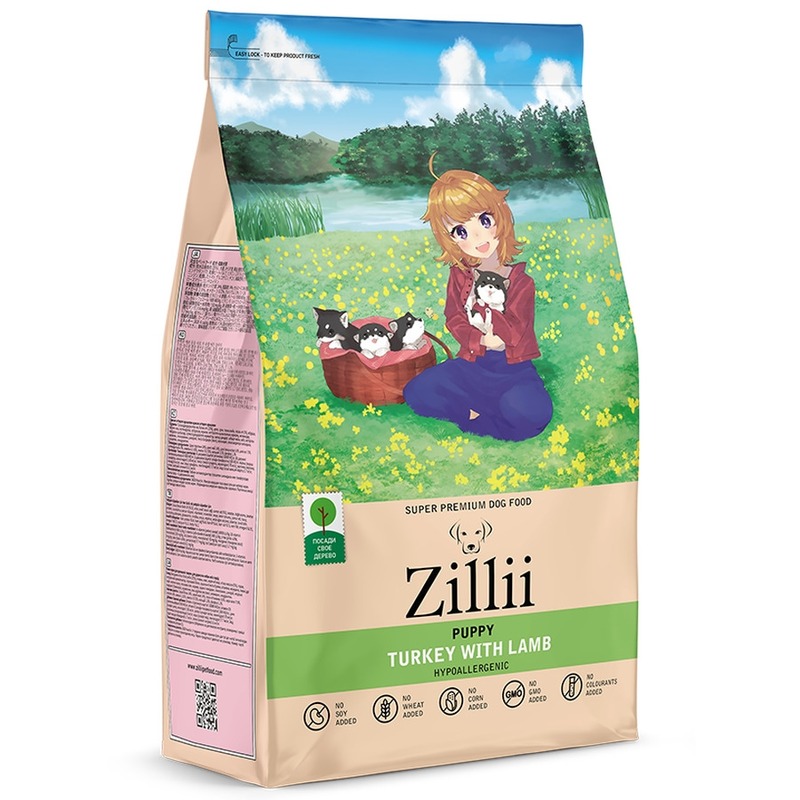 цена Zillii Puppy сухой корм для щенков всех пород с индейкой и ягнёнком - 3 кг