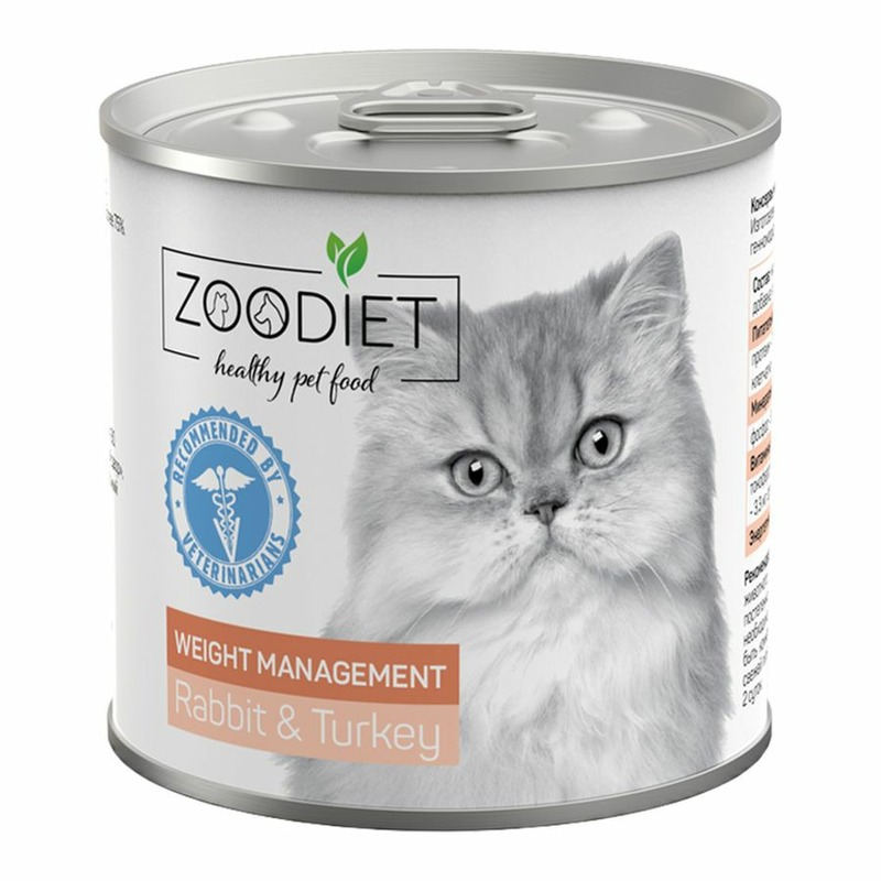 Zoodiet Weight Management влажный корм для кошек, склонных к ожирению, с кроликом и индейкой, в консервах - 240 г