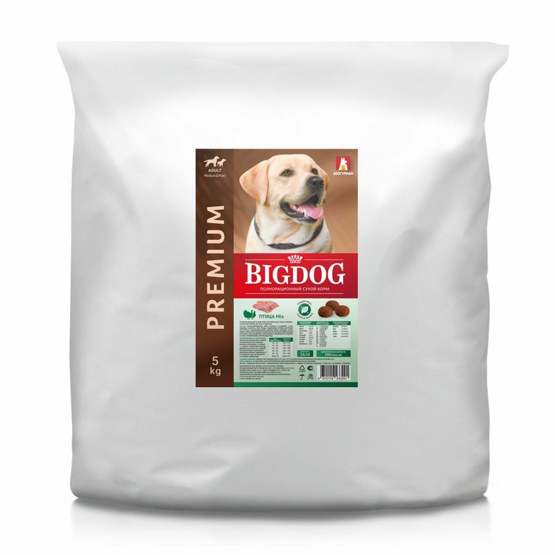 цена Зоогурман Big Dog сухой корм для собак средних и крупных пород, с птицей - 5 кг