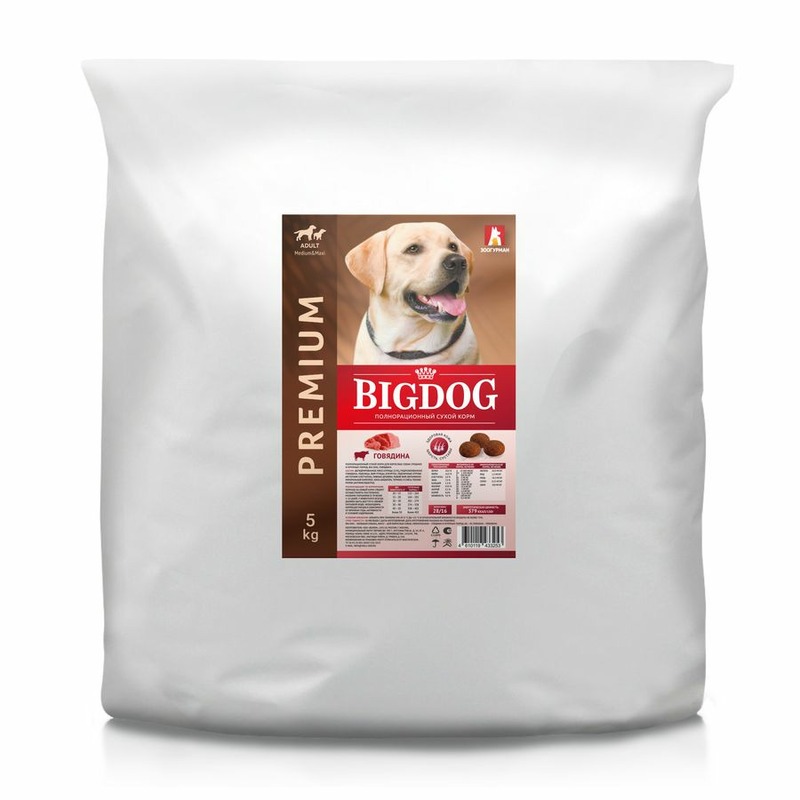 цена Зоогурман Big Dog сухой корм для собак средних и крупных пород, с говядиной - 5 кг