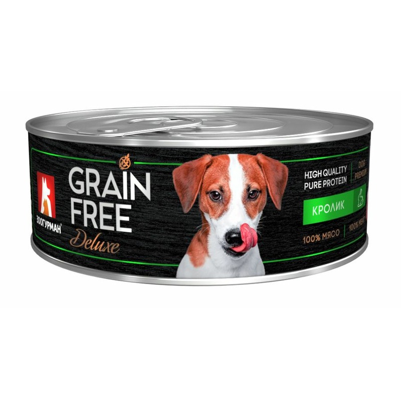 Зоогурман Grain Free Deluxe влажный корм для собак, беззерновой с кроликом, кусочки в желе, в консервах - 100 г