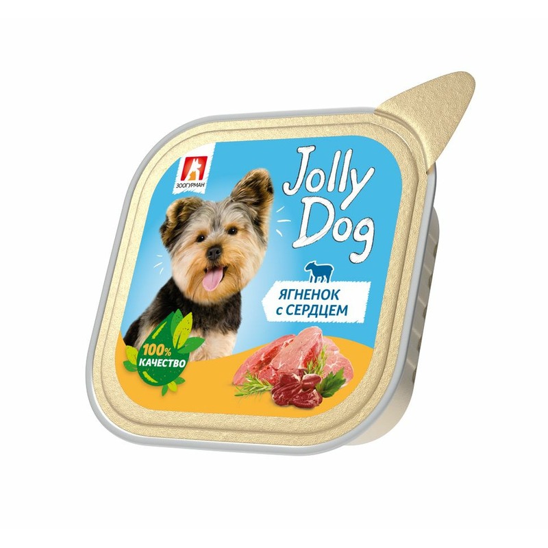 Зоогурман Jolly Dog влажный корм для собак, паштет с ягненком и сердцем, в ламистерах - 100 г зоогурман спецмяс деликатес влажный корм для собак с бычьим сердцем кусочки в собственном соку в ламистерах 150 г