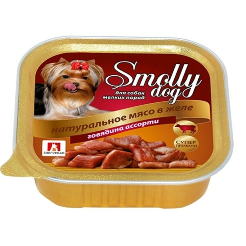 Зоогурман Smolly Dog влажный корм для собак мелких и средних пород, фарш из говядины, в ламистерах - 100 г 32303