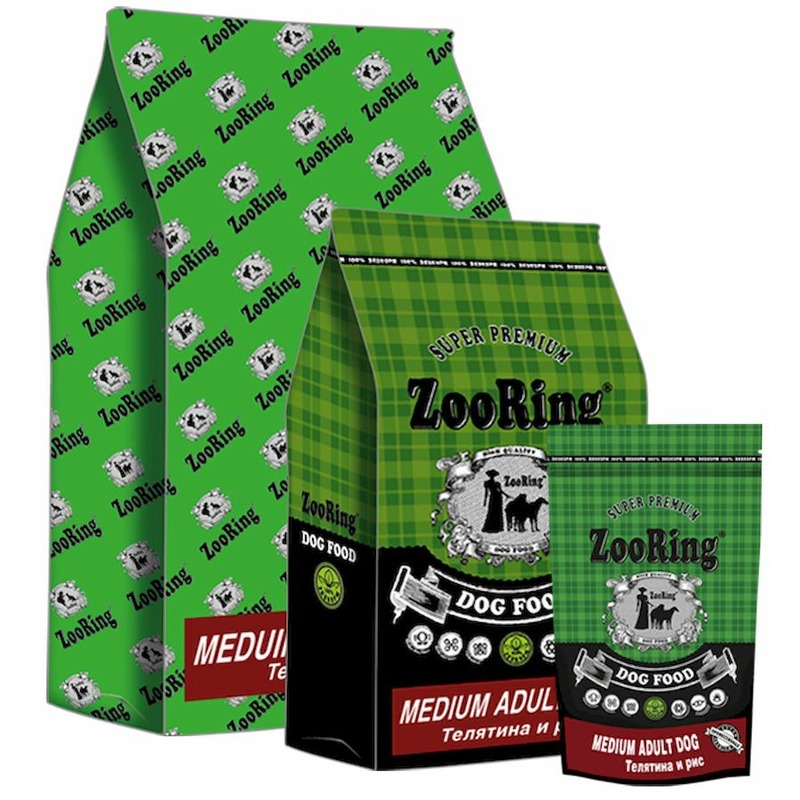 Zooring Medium Adult Dog 24/12 сухой корм для взрослых собак средних пород с телятиной и рисом - 10кг