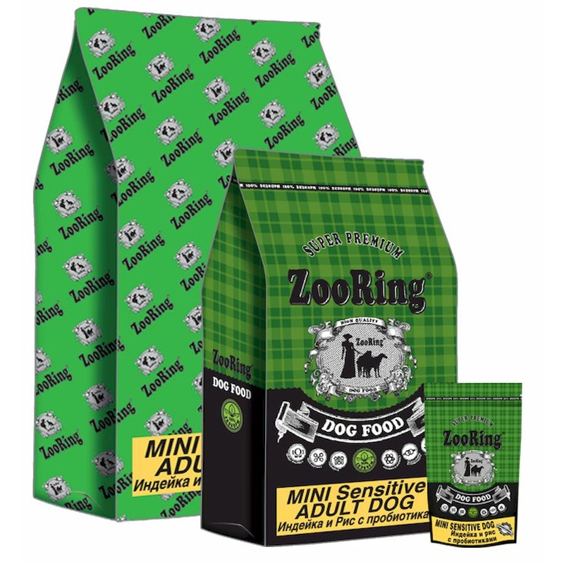 Zooring Mini Sensitive Adult Dog сухой корм для взрослых собак мелких пород с пробиотиками, индейкой и рисом - 10 кг 50317
