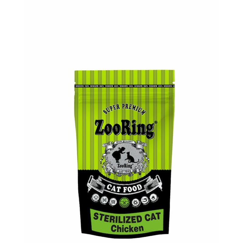 Zooring Sterilized Cat Chicken сухой корм для стерилизованных взрослых кошек всех пород с цыпленком - 350 г zooring sterilized cat turkey сухой корм для стерилизованных взрослых кошек всех пород с индейкой 1 5 кг