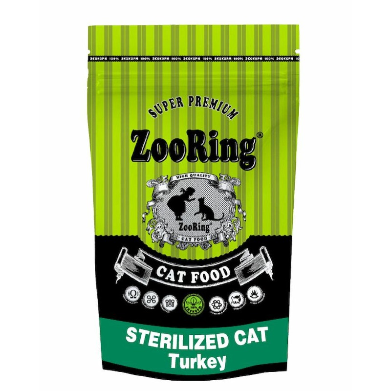 Zooring Sterilized Cat Turkey сухой корм для стерилизованных взрослых кошек всех пород с индейкой - 1,5 кг zooring sterilized cat turkey сухой корм для стерилизованных взрослых кошек всех пород с индейкой 1 5 кг