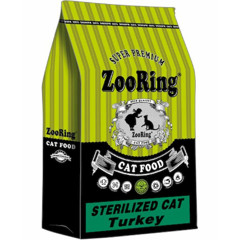 Zooring Sterilized Cat Turkey сухой корм для стерилизованных взрослых кошек всех пород с индейкой, размер Для всех пород ZR-425822 - фото 1