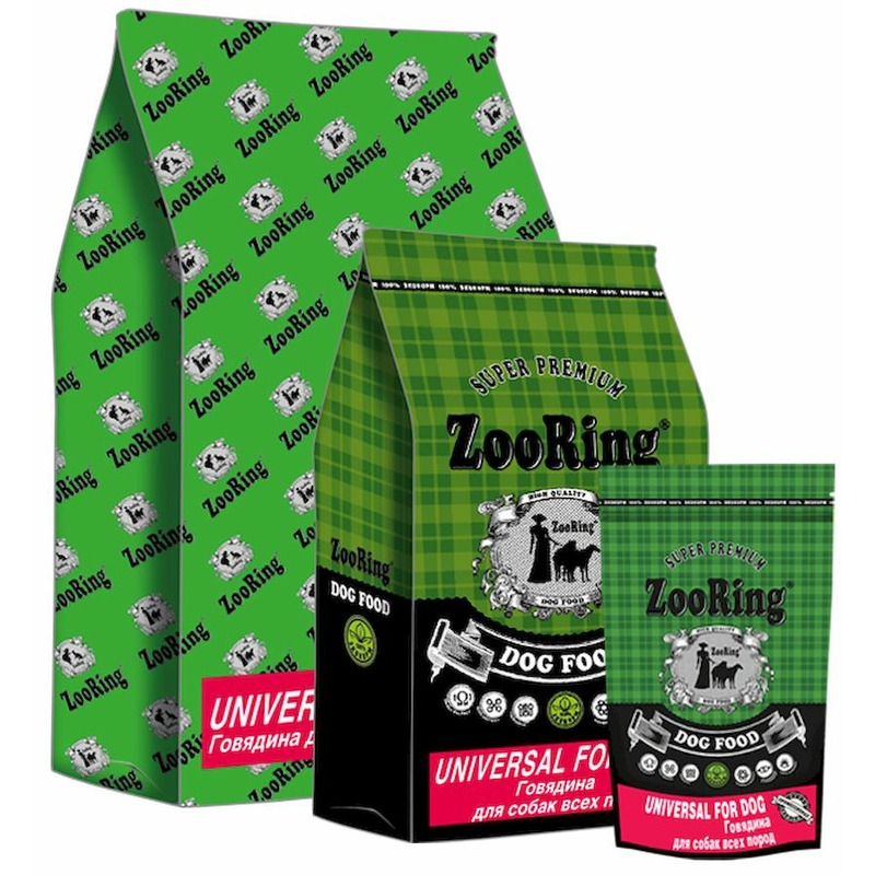 Zooring Universal for dog 24/13 сухой корм взрослых собак средних и крупных пород с говядиной и рисом - 2 кг
