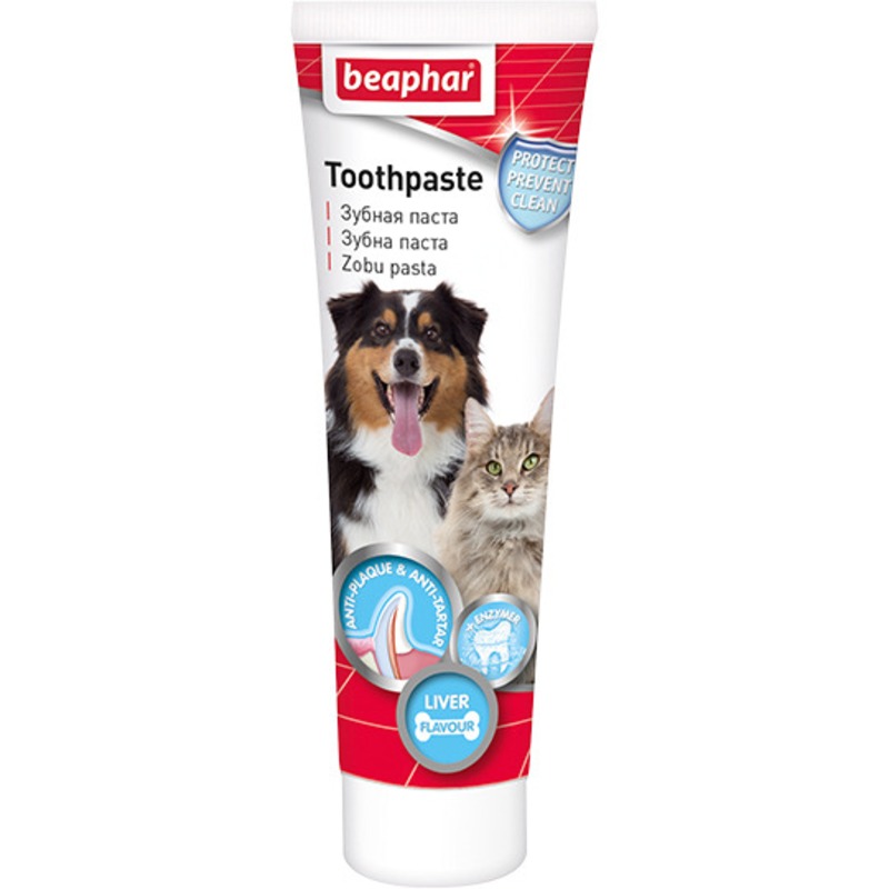 Зубная паста Beaphar Dog-A-Dent для собак и кошек со вкусом печени - 100 г гель beaphar dog a dent для чистки зубов и освежения дыхания у собак 100 мл