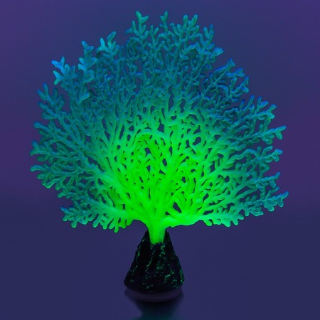 Gloxy флуоресцентная аквариумная декорация коралл веерный, зеленый 13,5х3х16 см Дополнительное Превью